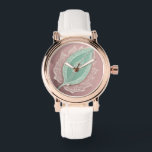 Green Tea Leaf AI art  Watch<br><div class="desc">Green Tea Leaf is a beautiful AI art that shows a green leaf on a light pink background. It is the perfect gift for the bride.</div>