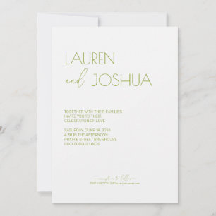 Green Tea • Modern Minimalist Script Wedding Invitation