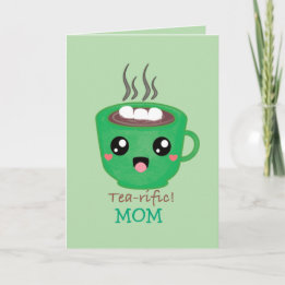 Green Tea Mug with quote Tea-rific Card