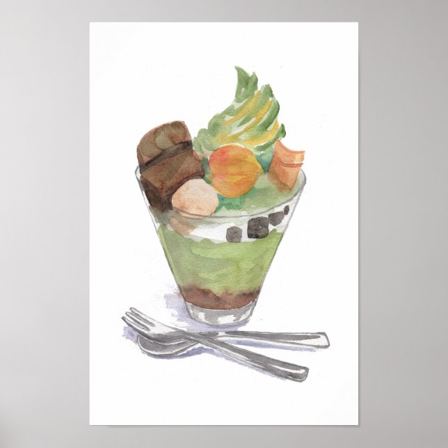 Green tea parfait Print (Front)
