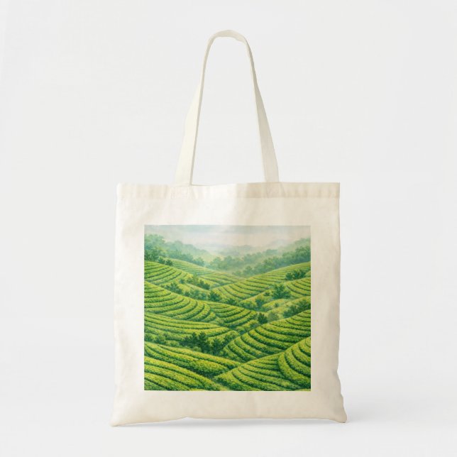 Green Tea Plantation Landscape Tote Bag (Front)
