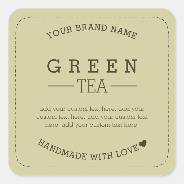 Green Tea Product Label Stickers Packaging (Front)