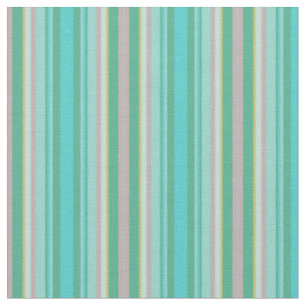 Green, Teal and Pink Abstract Geometric Stripes Fabric