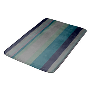 Green, Teal and pink Abstract Stripes Bath Mat