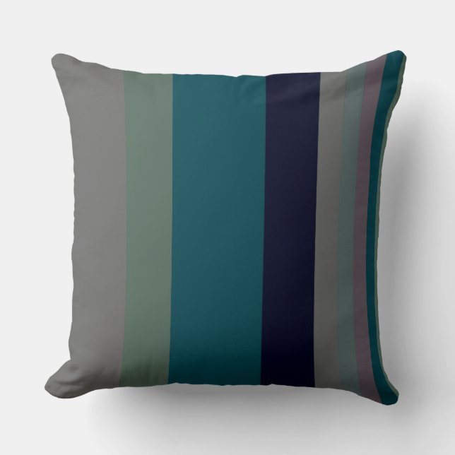 Green, Teal and pink Abstract Stripes Cushion (Front)
