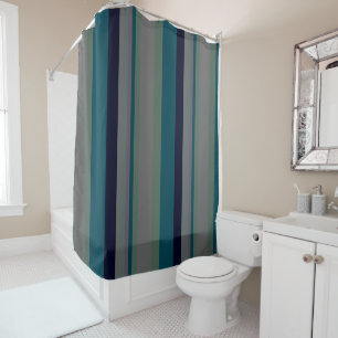 Green, Teal and pink Abstract Stripes Shower Curtain