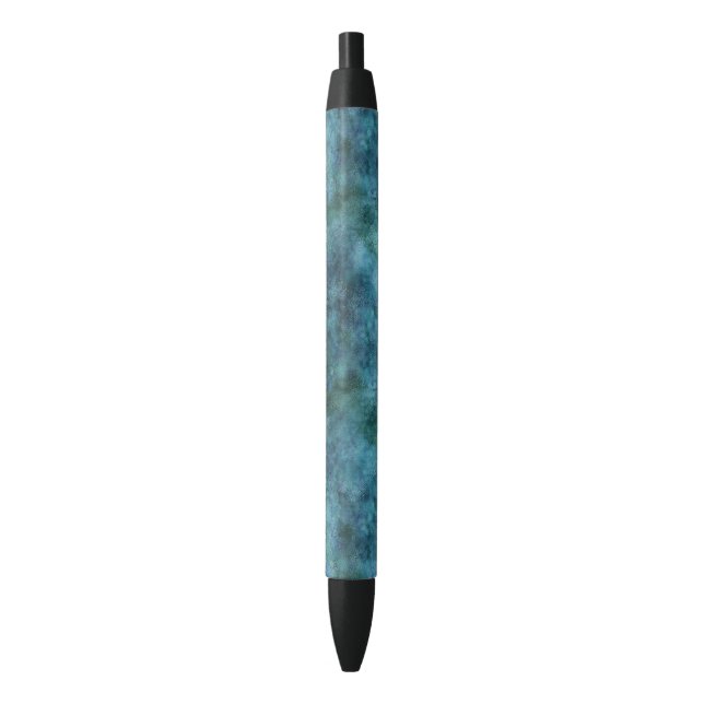 Green Teal Aqua Blue Earth Ocean Marble Abstract Black Ink Pen (Front Vertical)
