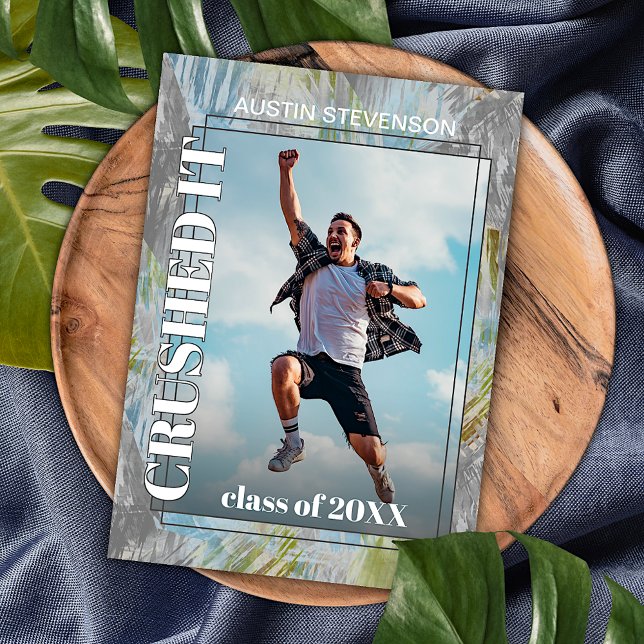 Green Teal Blue Grey Graduation Announcement Postcard (Creator Uploaded)