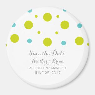Green Teal Confetti Save the Date Magnet