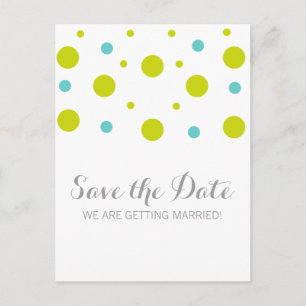 Green Teal Confetti Save the Date Postcard