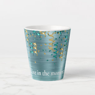 Green Teal Gold Confetti Latte Mug