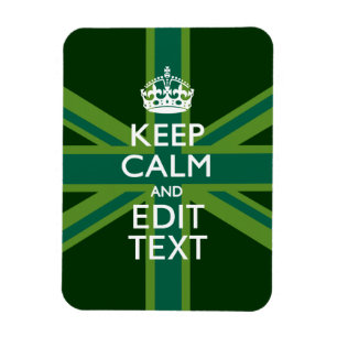 Green Teal Keep Calm And Get Your Text Union Jack Magnet