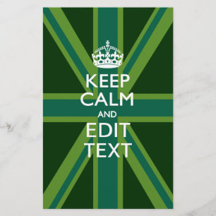 Green Teal Keep Calm And Get Your Text Union Jack Stationery