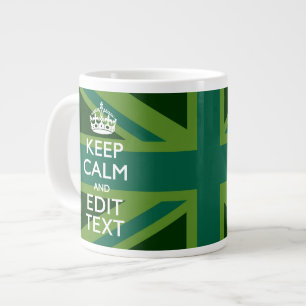 Green Teal Keep Calm And Have Your Text Union Jack Large Coffee Mug