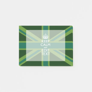 Green Teal Keep Calm And Have Your Text Union Jack Post-it Notes