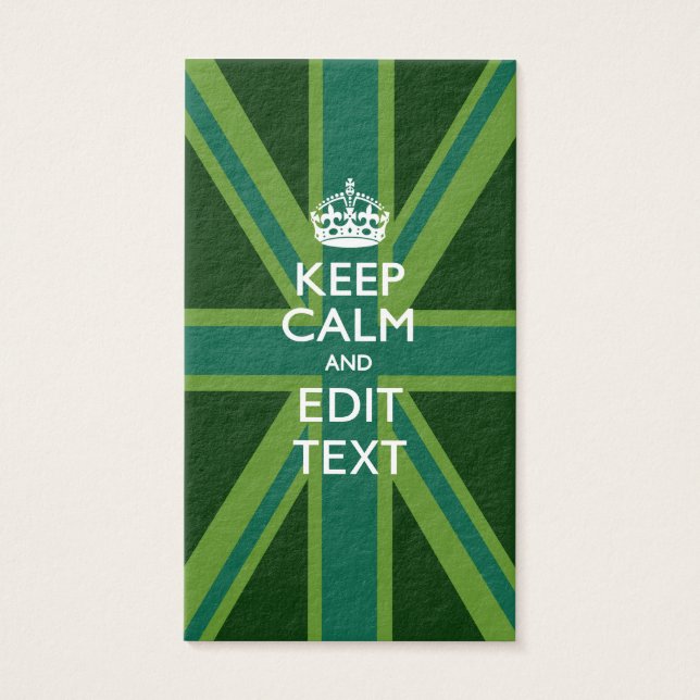 Green Teal Keep Calm And Your Text Union Jack (Front)