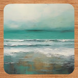 Green Teal Modern Beach Ocean Painting Coaster<br><div class="desc">This design may be personalised by choosing the Edit Design option. You may also transfer onto other items. Contact me at colorflowcreations@gmail.com or use the chat option at the top of the page if you wish to have this design on another product or need assistance. See more of my designs...</div>