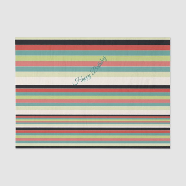 Green Teal Modern Stripe Tissue Paper (Front)