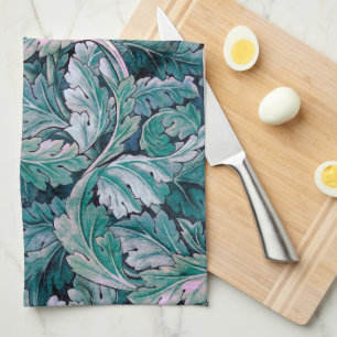 Green & Teal Morris Leaves  Tea Towel