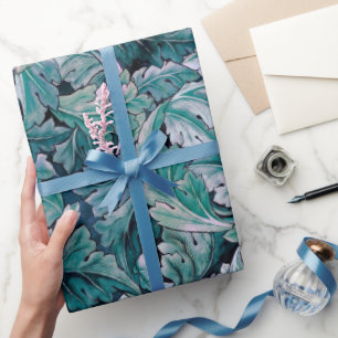 Green & Teal Morris Leaves   Wrapping Paper