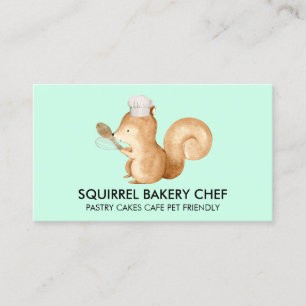 Green Teal Squirrel Bakery Business Card