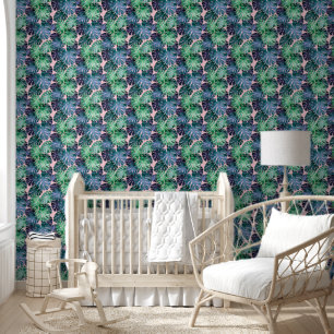 Green & Teal Tropical Monstera Leaves Wallpaper