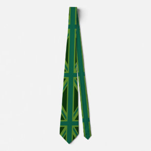 Green Teal Union Jack British Flag Background Tie