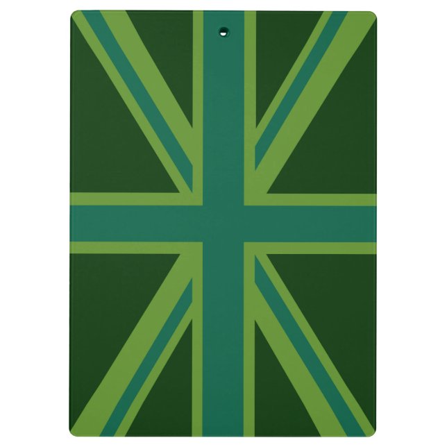 Green Teal Union Jack Flag Style Background Clipboard (Back)