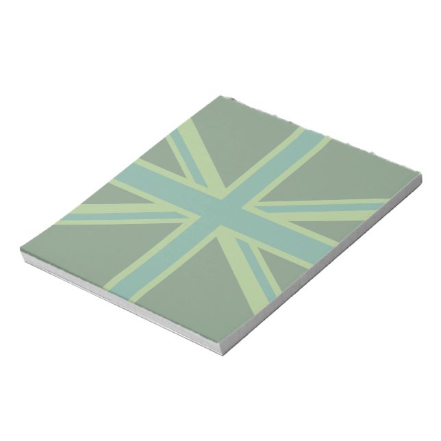 Green Teal Union Jack Flag Style Background Notepad (Rotated)