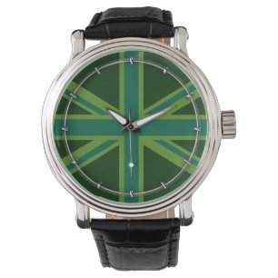 Green Teal Union Jack Flag Style Background Watch