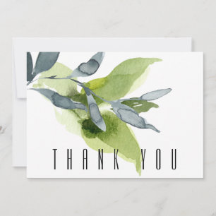 Green & Teal Watercolor Foliage Funeral Thank You