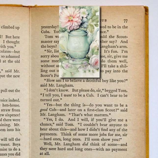 Green Teapot Floral Folding Bookmarks Bookmarkers Business Card (Creator Uploaded)