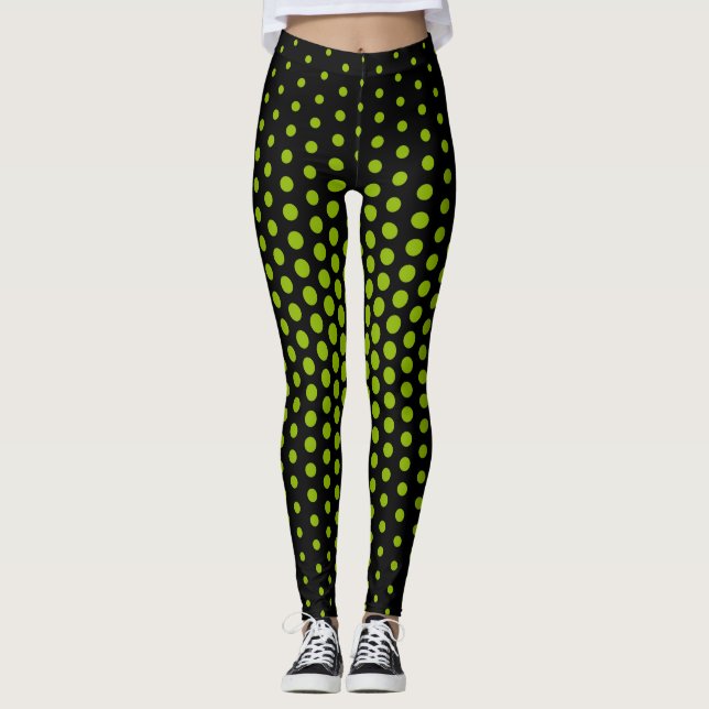 Green Techno Dot Pattern Leggings (Front)