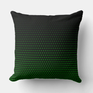 Green Techno Dots Modern Black Cushion