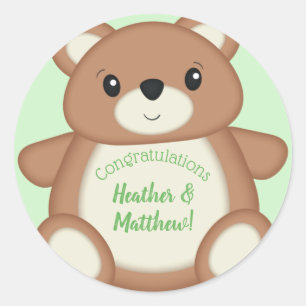 Green Teddy Bear Classic Round Sticker