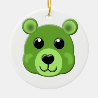 green teddy bear face ceramic tree decoration