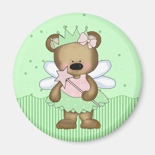 Green Teddy Bear Fairy Princess Magnet (Front)