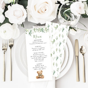 Green Teddy Bear Gender Neutral Baby Shower Menu