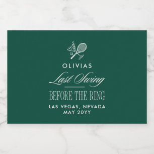 Green Tennis Bachelorette Elegant Modern Sparkling Wine Label