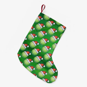 Green Tennis Ball In Santa Hat Pattern Small Christmas Stocking