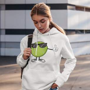 Green Tennis Ball Wearing Sunglasses Hoodie