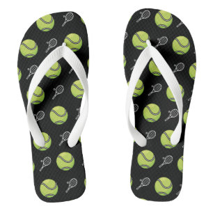 Green Tennis Balls and Rackets Athlete Sport Black Jandals