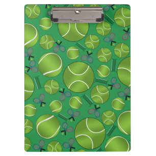 Green tennis balls rackets and nets clipboard