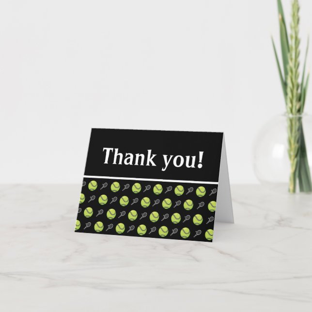 Green Tennis Balls Rackets Tennis Coach Graritude Thank You Card (Front)