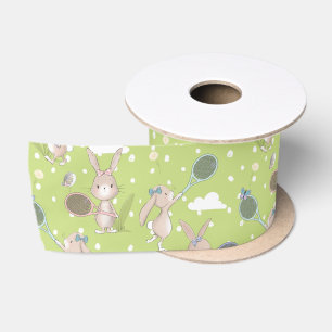 Green tennis bunny customisable satin ribbon