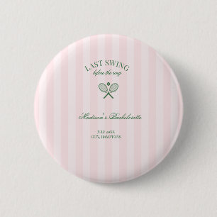 Green Tennis Rackets Pink Striped Bridal Shower 6 Cm Round Badge