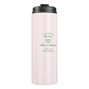 Green Tennis Rackets Pink Striped Bridal Shower  Thermal Tumbler