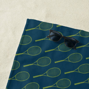 green tennis racquets pattern beach towel