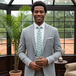 Green tennis tie, racket tie, funny wedding tie