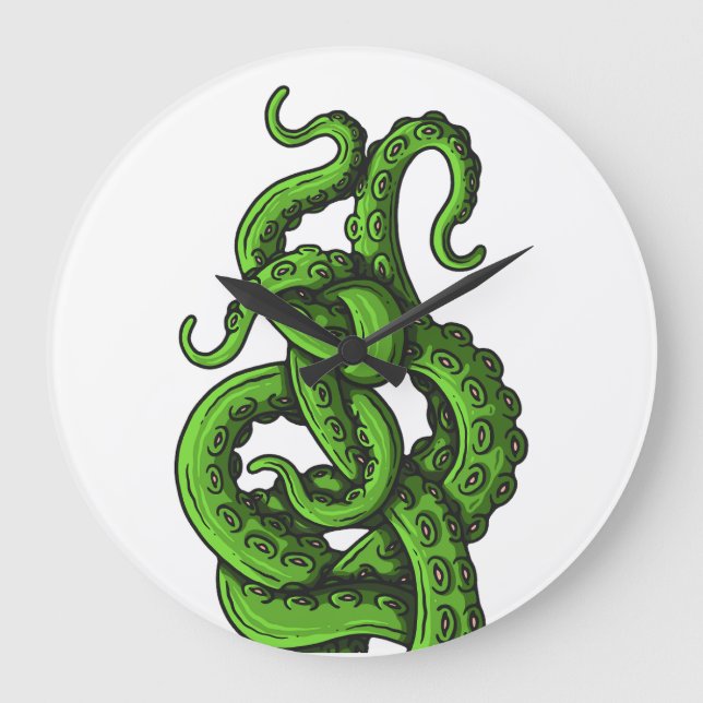 Green Tentacles Large Clock (Front)